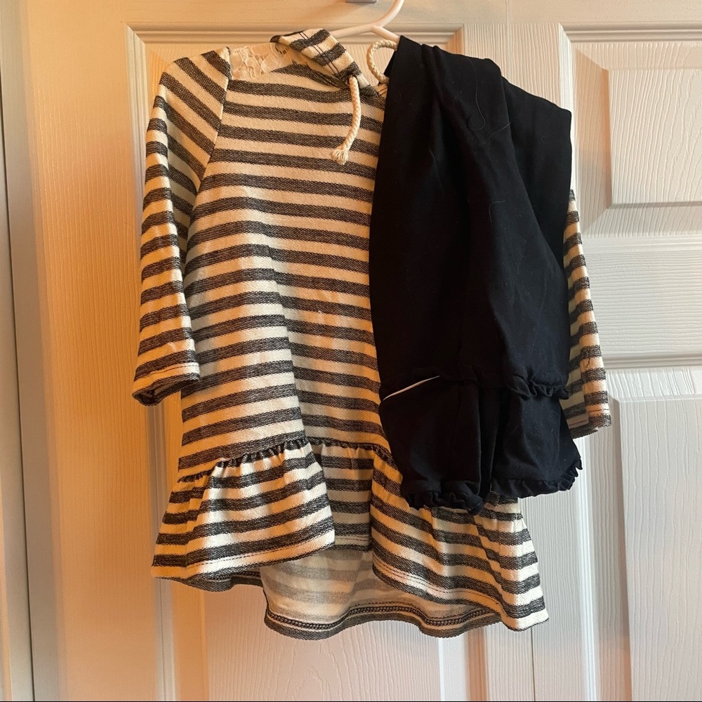 Black and white striped lace hoodie outfit leggings